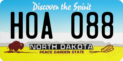 ND license plate HOA088
