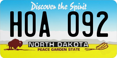 ND license plate HOA092