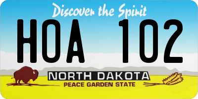 ND license plate HOA102