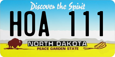 ND license plate HOA111