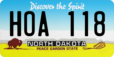 ND license plate HOA118