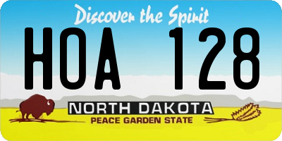 ND license plate HOA128