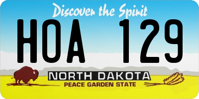 ND license plate HOA129