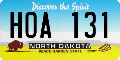 ND license plate HOA131