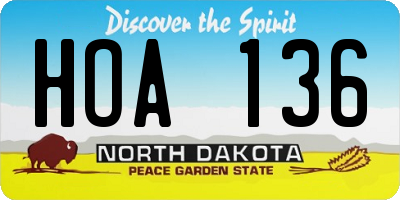 ND license plate HOA136