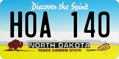ND license plate HOA140