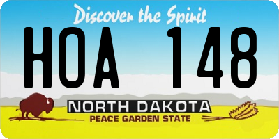 ND license plate HOA148