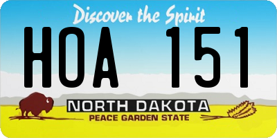ND license plate HOA151