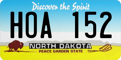 ND license plate HOA152