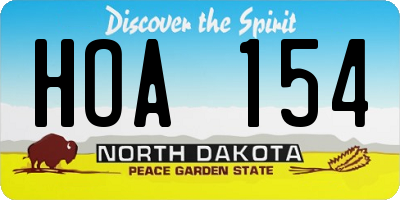 ND license plate HOA154