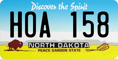 ND license plate HOA158