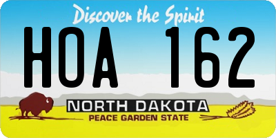 ND license plate HOA162