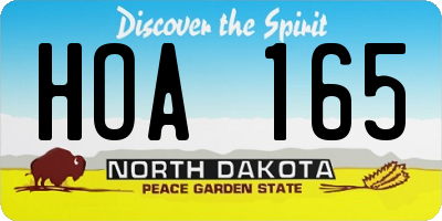 ND license plate HOA165