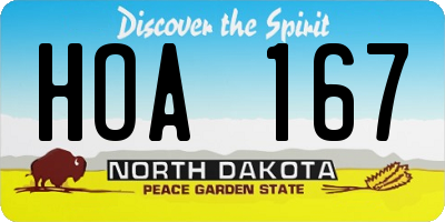 ND license plate HOA167