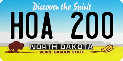 ND license plate HOA200