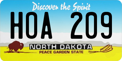 ND license plate HOA209