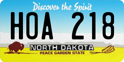 ND license plate HOA218