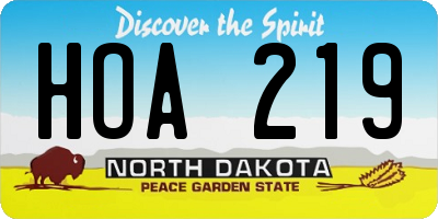 ND license plate HOA219