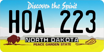 ND license plate HOA223