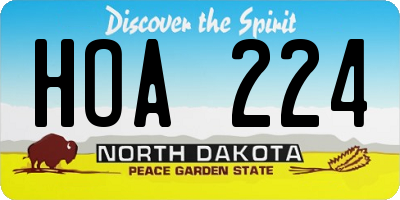 ND license plate HOA224