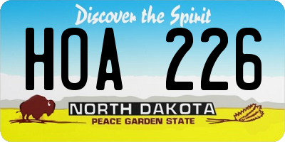 ND license plate HOA226