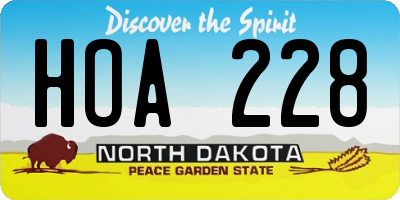 ND license plate HOA228
