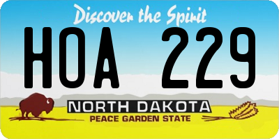 ND license plate HOA229