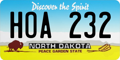 ND license plate HOA232