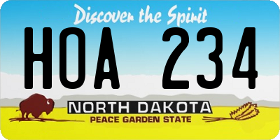 ND license plate HOA234