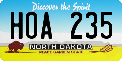 ND license plate HOA235