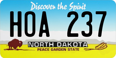 ND license plate HOA237