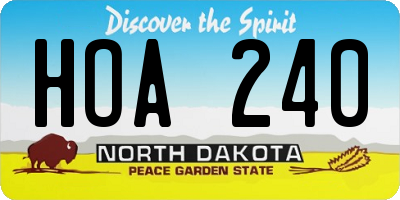 ND license plate HOA240