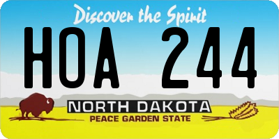 ND license plate HOA244