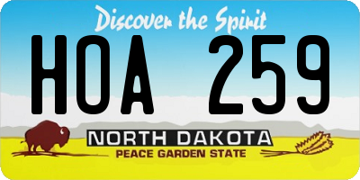 ND license plate HOA259