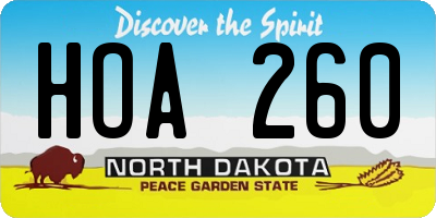 ND license plate HOA260