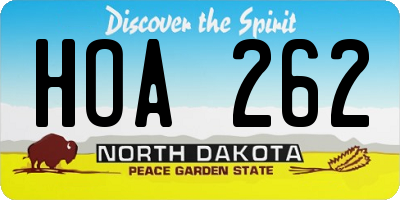 ND license plate HOA262