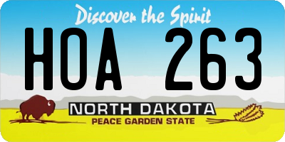 ND license plate HOA263