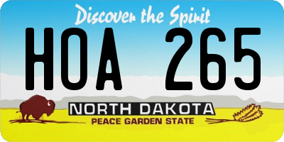 ND license plate HOA265