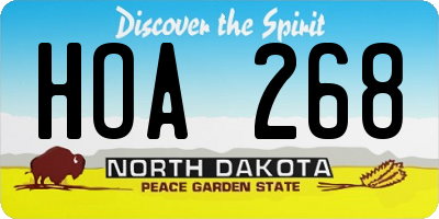 ND license plate HOA268