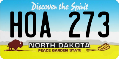 ND license plate HOA273