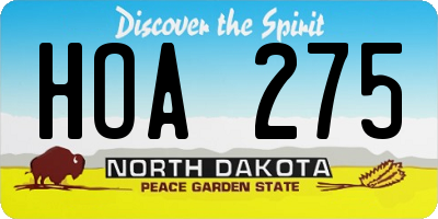 ND license plate HOA275