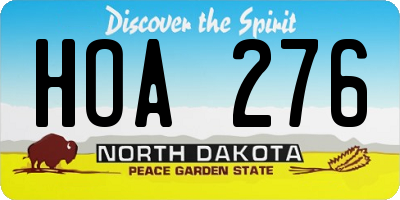 ND license plate HOA276