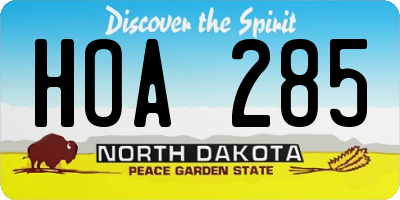 ND license plate HOA285