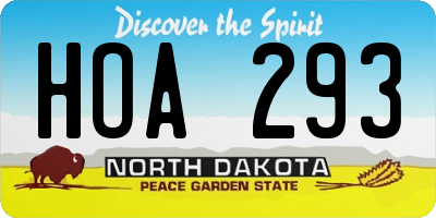 ND license plate HOA293