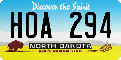 ND license plate HOA294