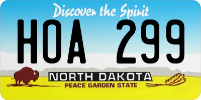 ND license plate HOA299