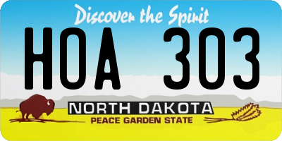 ND license plate HOA303