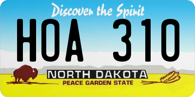 ND license plate HOA310