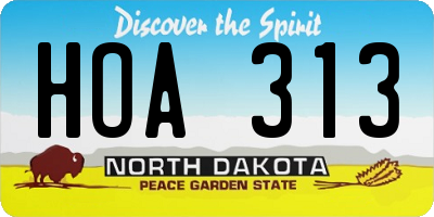 ND license plate HOA313