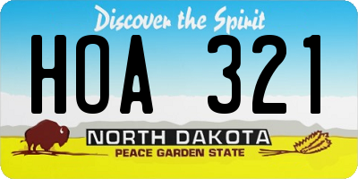 ND license plate HOA321
